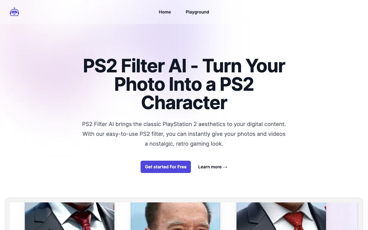 PS2 Filter AI 온라인 무료 - 사진을 PS2 캐릭터로 변환