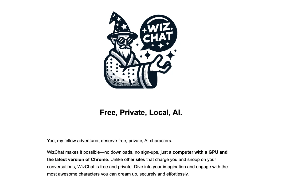 WizChat: Free and Private AI Chatting Experience