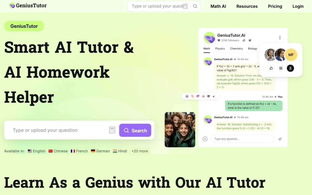 GeniusTutor: AI-Powered Tutor & Homework Helper for Academic Success