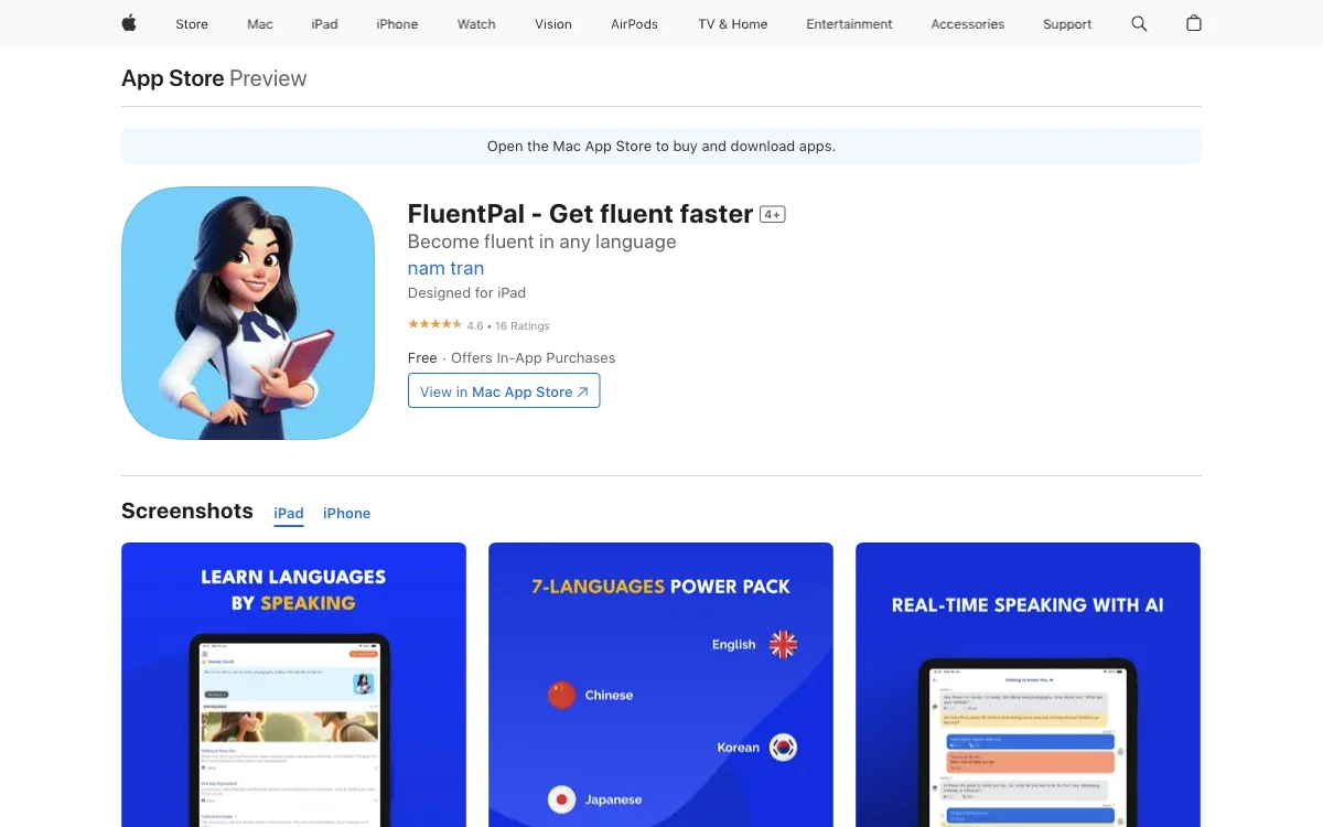 FluentPal - Nhanh chóng thành thạo ngôn ngữ trên App Store