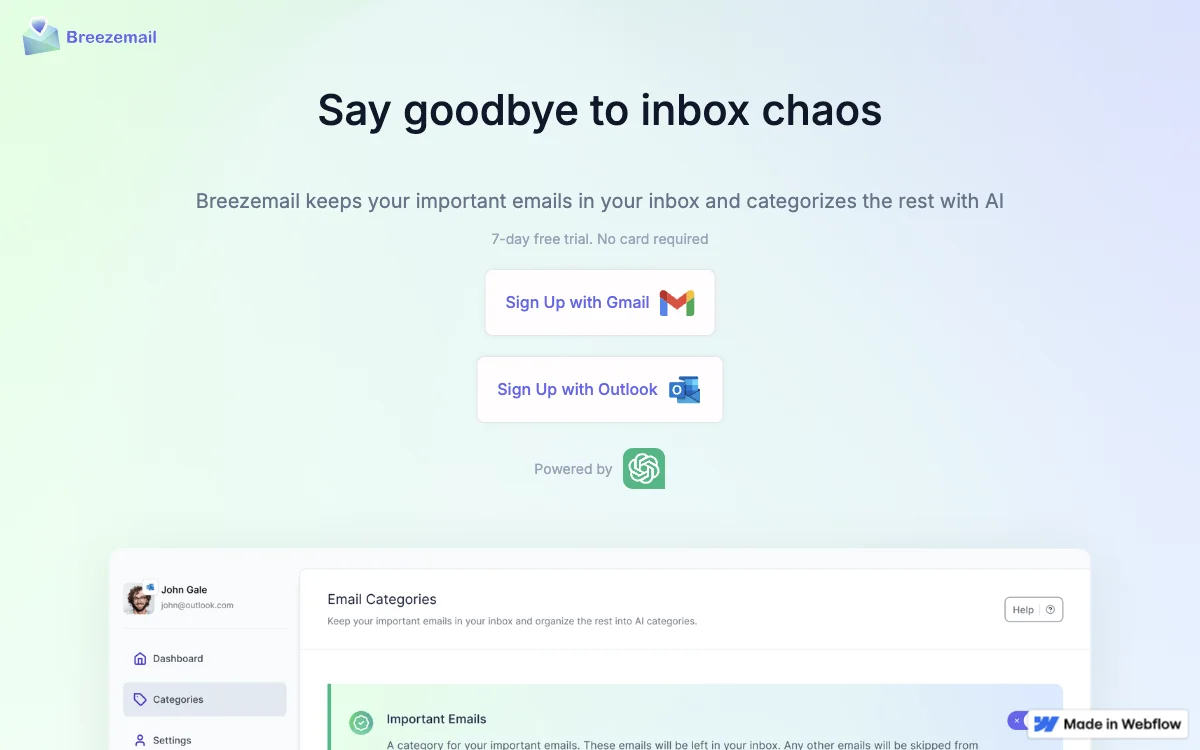 Breezemail: Simplify Email Organization with AI