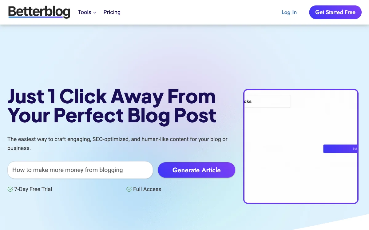 BetterBlog.ai - Craft Engaging, SEO-Optimized Content with AI