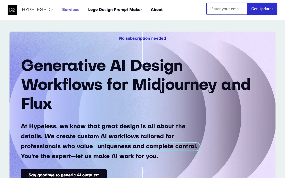 Hypeless.io: Hybrid Human+AI Workflows for Speedy and Unique Design