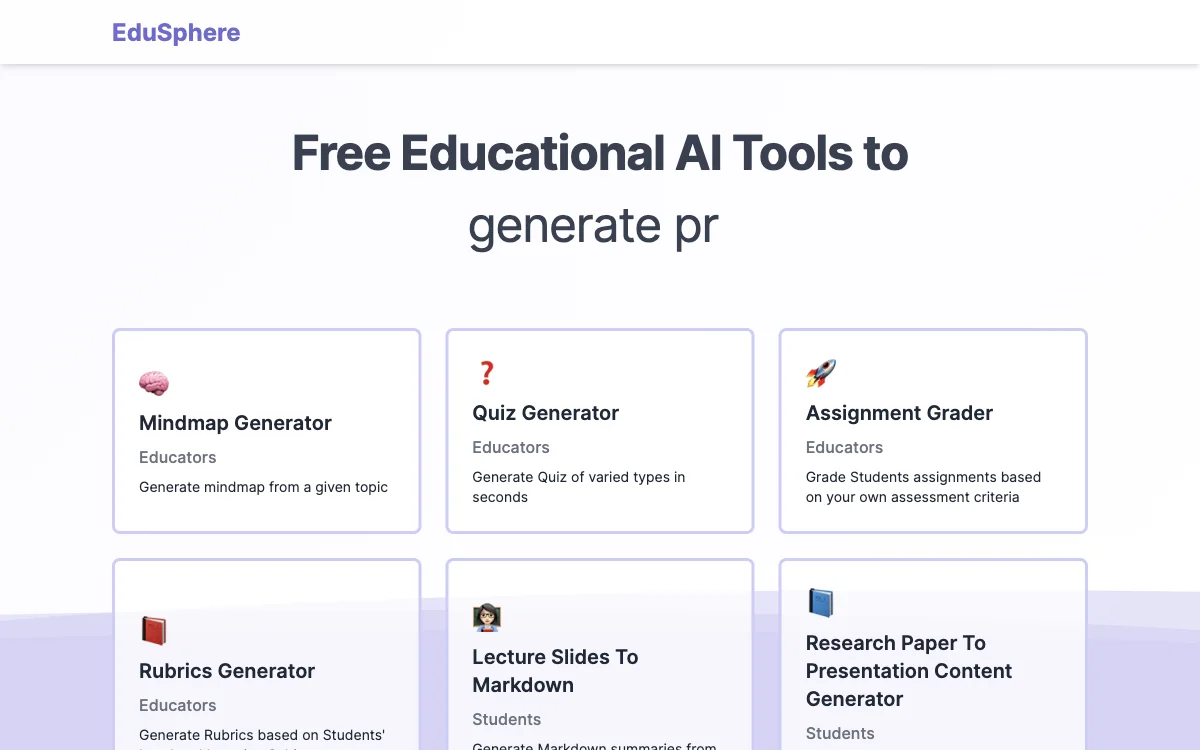 EduSphere: Free AI Tools for Enhanced Education