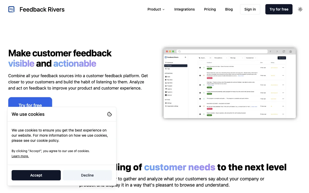 Feedback Rivers: Transforming Customer Feedback into Action