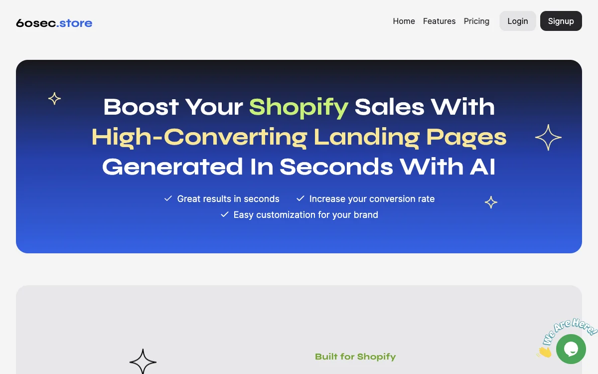 60sec.store: Generate High-Converting Shopify Landing Pages in Seconds with AI