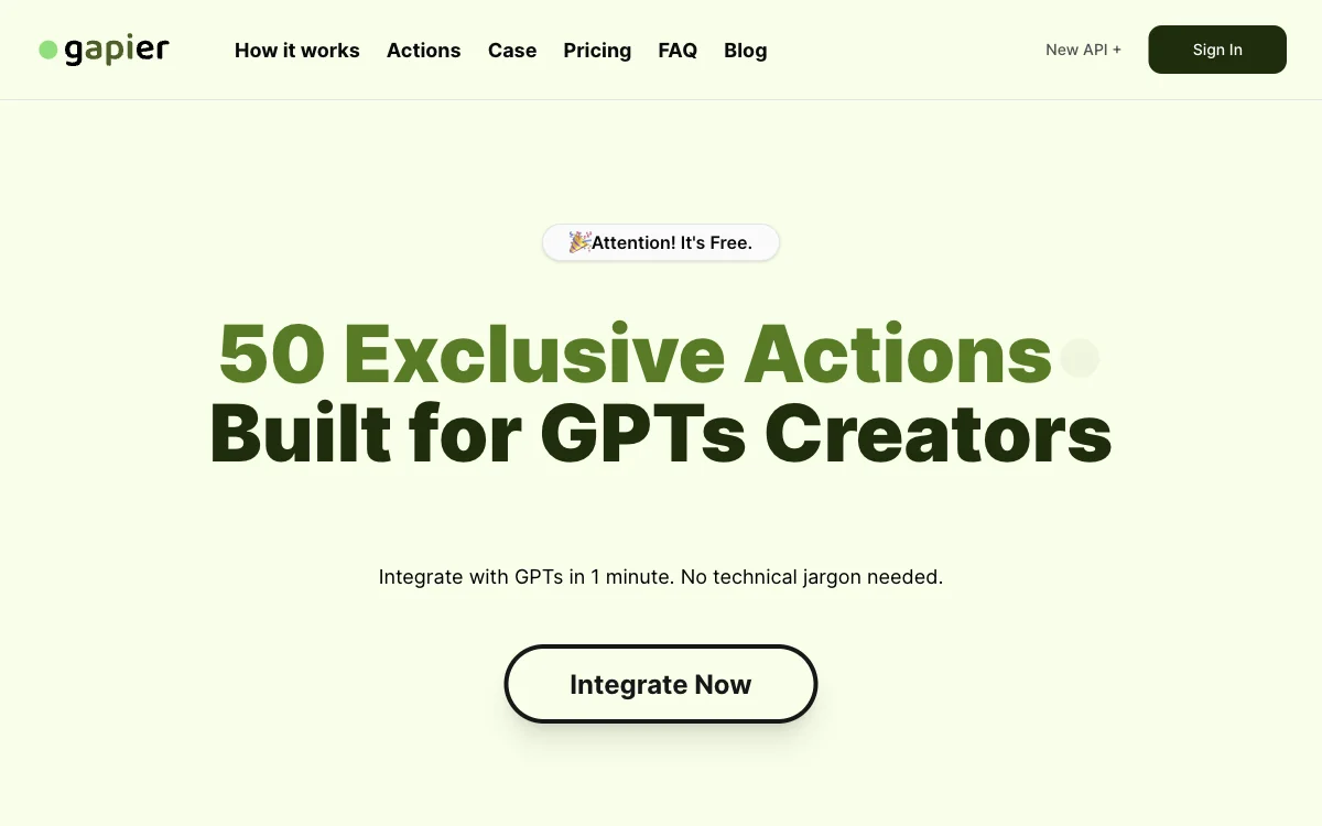 Gapier: 50 Free APIs for GPTs Creators - Effortless Integration & Enhanced Functionality