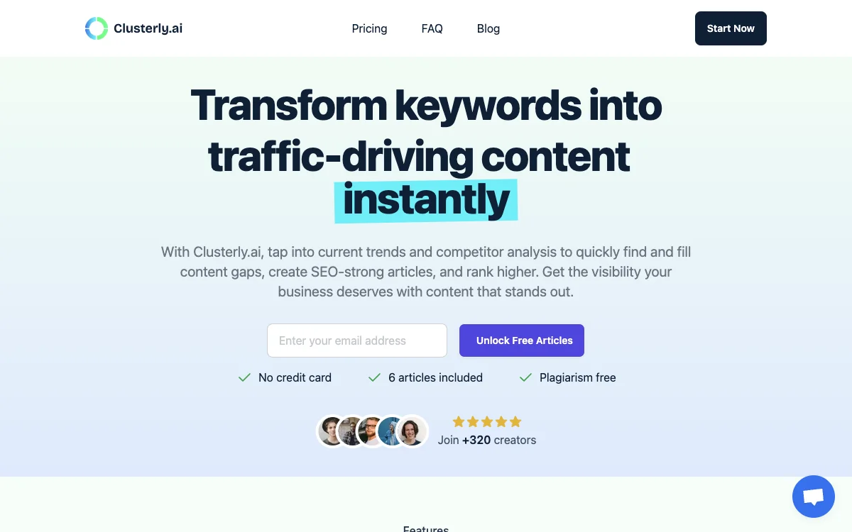 Clusterly.ai | Transform Keywords into Traffic-Driving Content Instantly