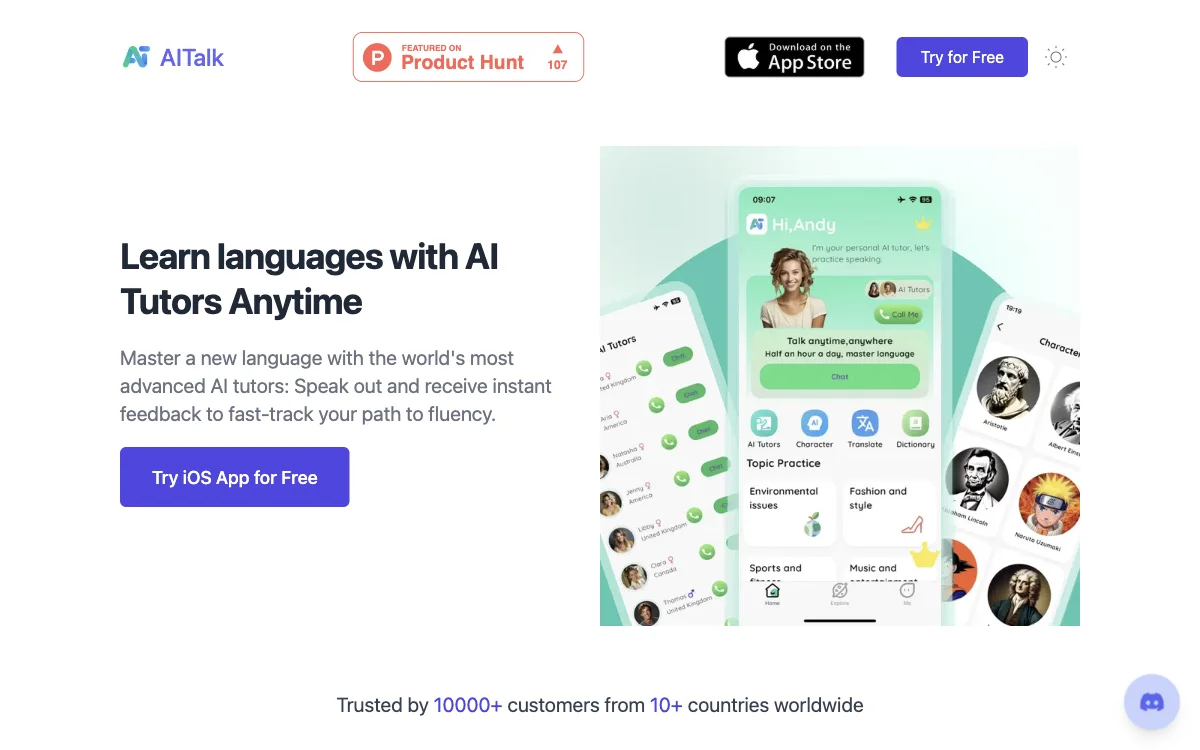 AITalk: Master New Languages with AI Tutors and Instant Feedback