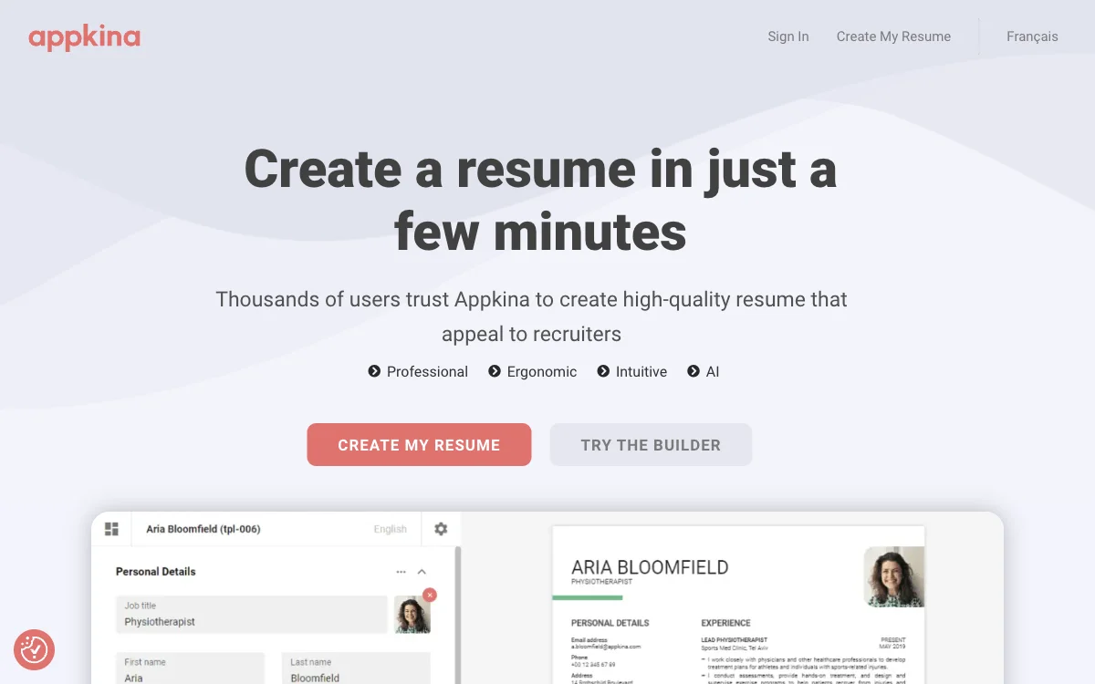 Appkina: Create Appealing Resumes in Minutes with AI