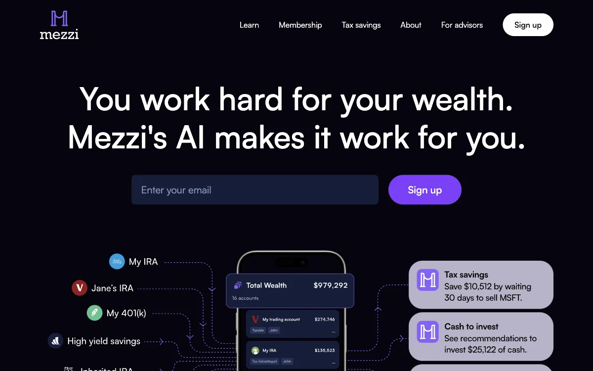 Mezzi: AI-Powered Wealth Management for Tax Savings and Growth