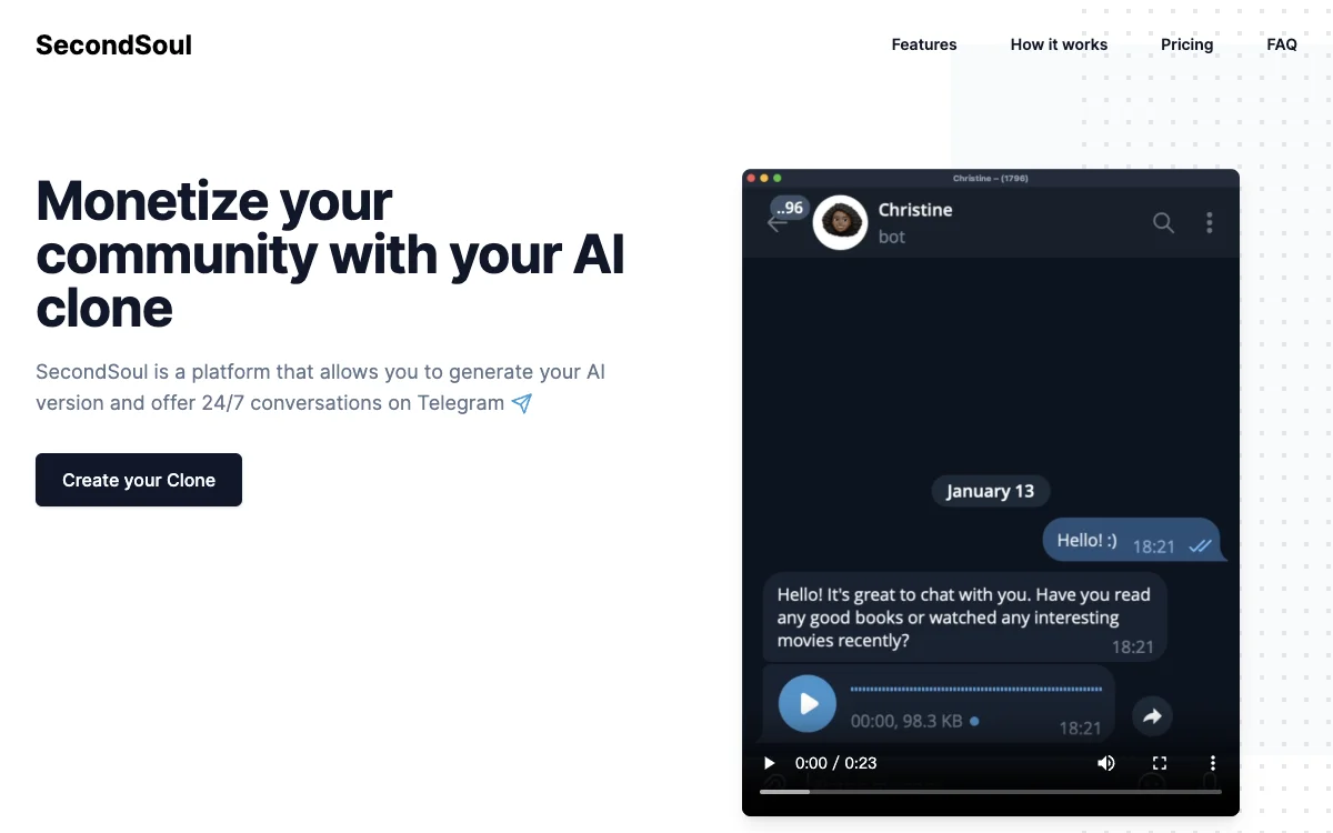 SecondSoul: Monetize Your Community with AI Clone