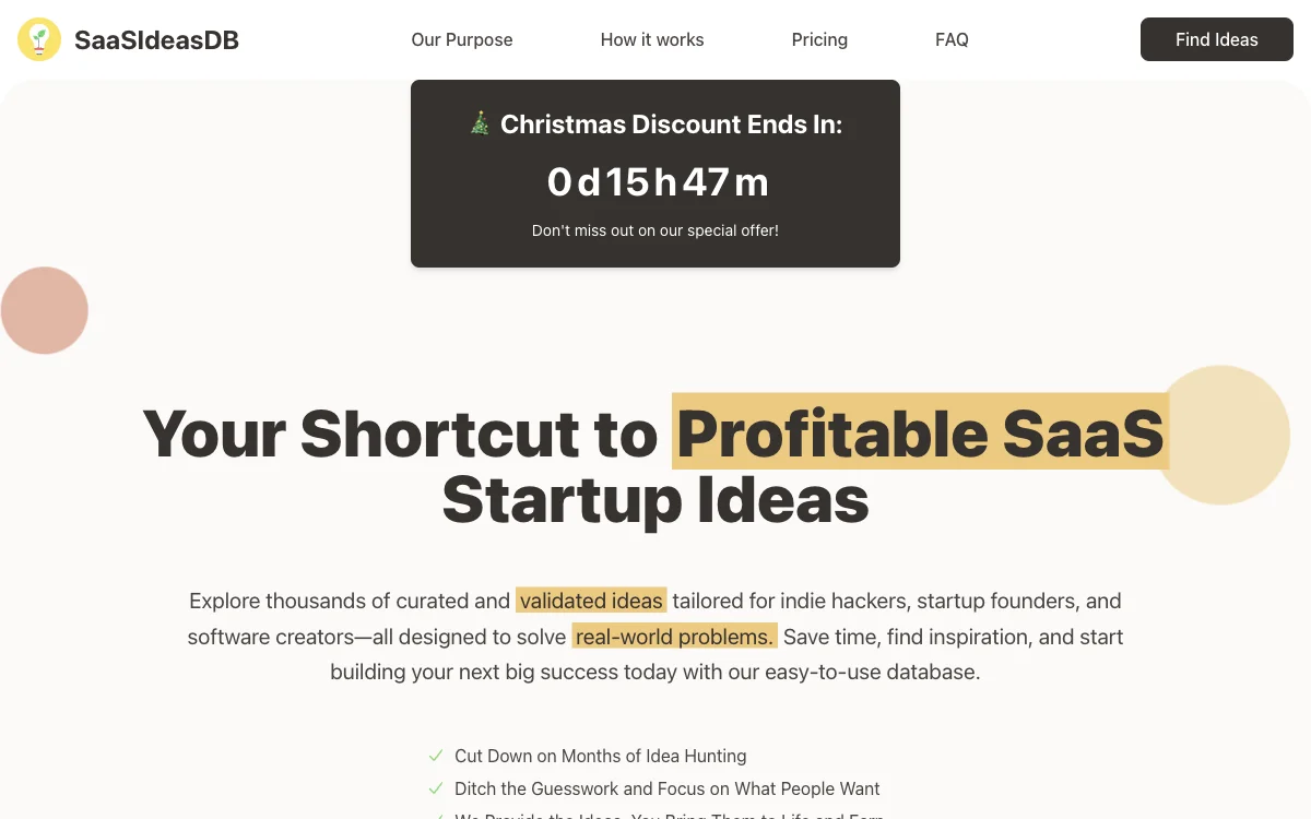 Discover Profitable SaaS Startup Ideas with SaaSIdeasDB