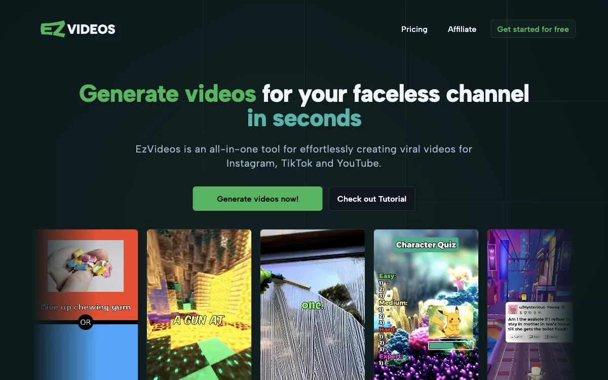 EzVideos: Effortlessly Generate Viral Videos with AI