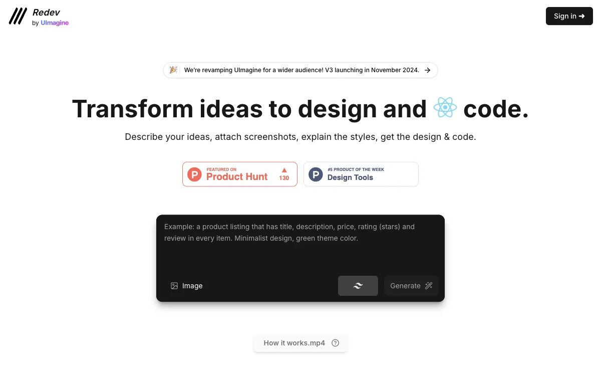 UImagine: Transform Your Ideas into Design and Code