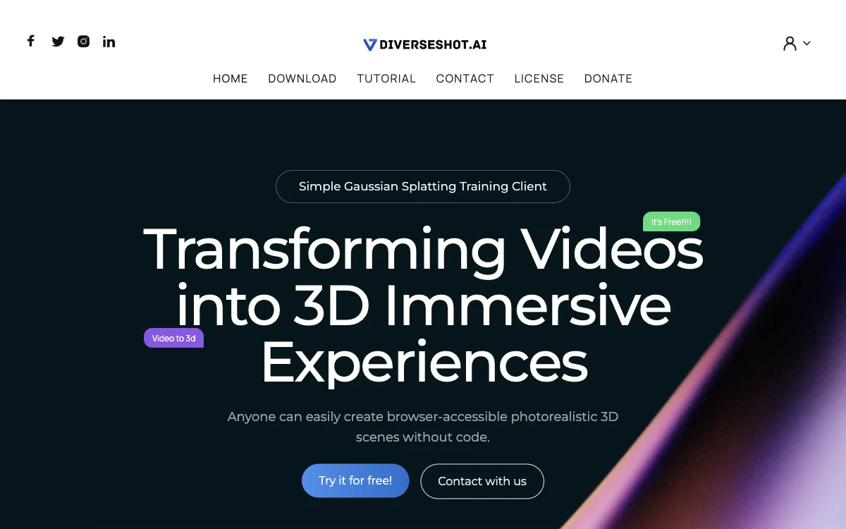 DiverseShot AI: Transforming Videos into 3D Immersive Experiences for Free