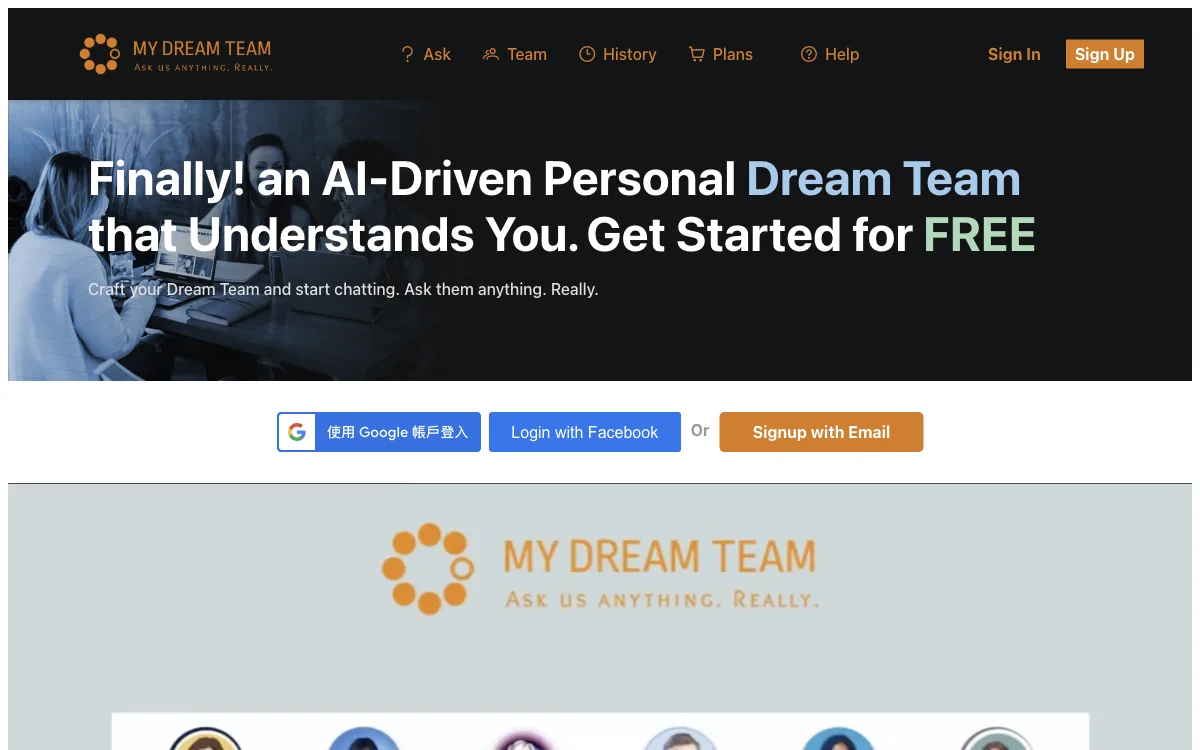 MyDreamTeam: AI-Powered Personal Dream Team for Free Chatting