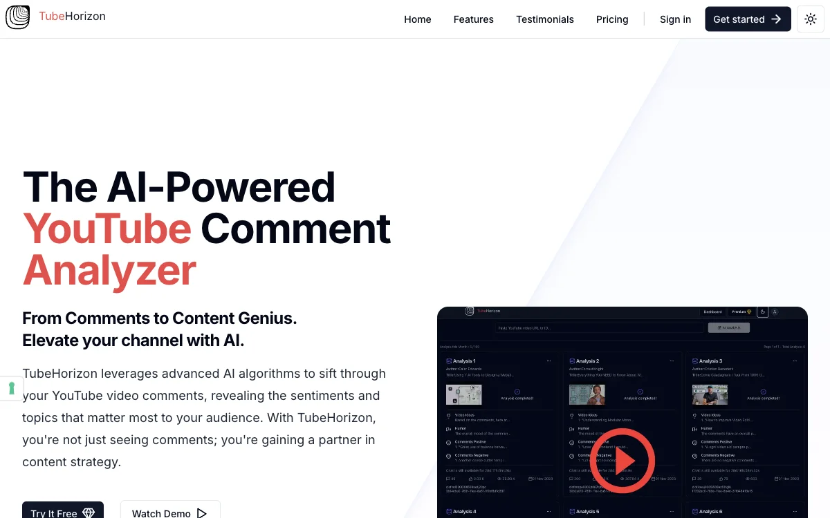 TubeHorizon: AI-Powered YouTube Comment Analyzer for Enhanced Content Strategy