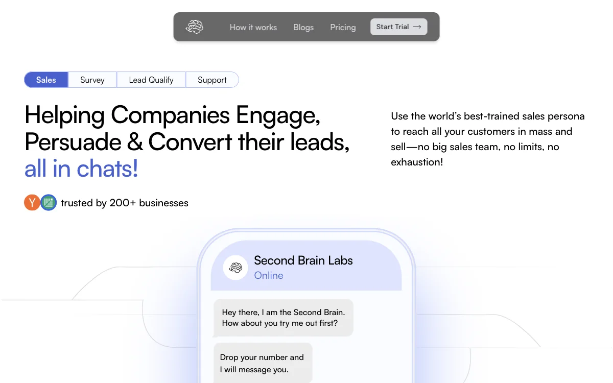 Second Brain Labs: Automating Sales, Surveys & Support for Business Success