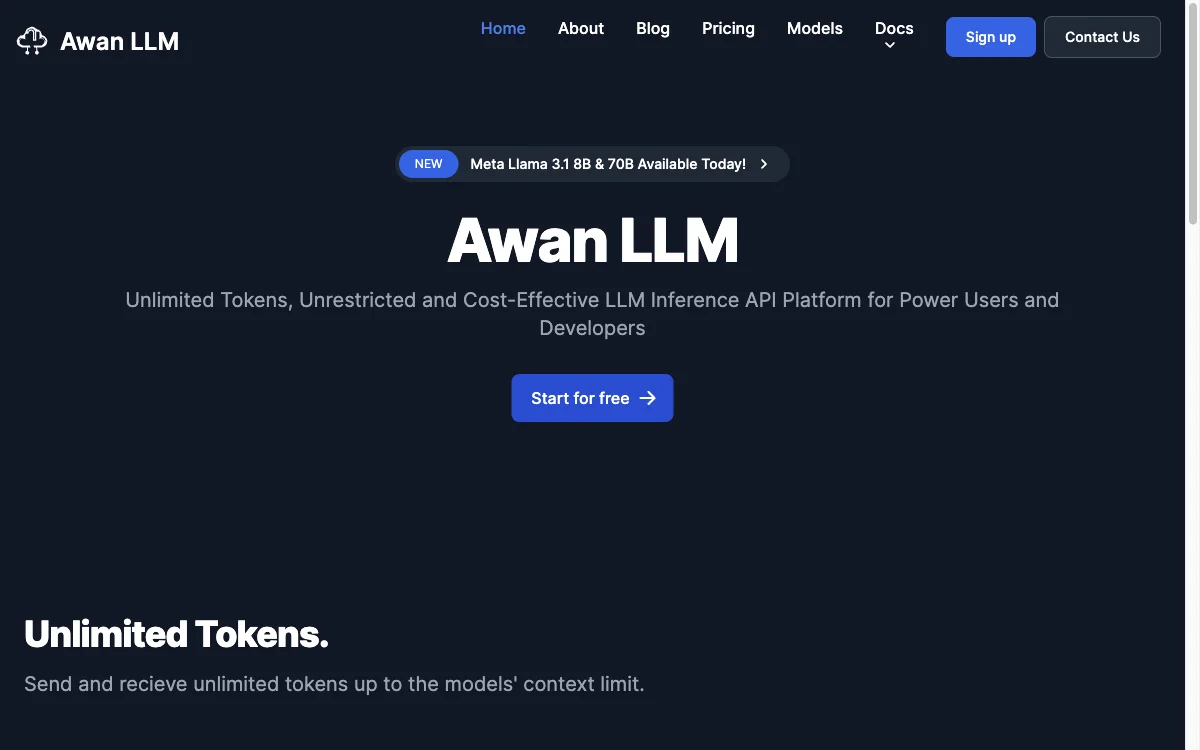 Awan LLM: Unlimited Tokens, Unrestricted Use & Cost-Effective API