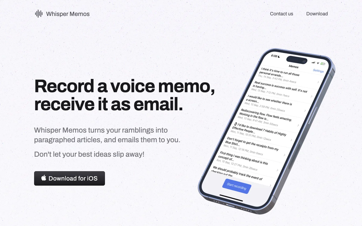 Whisper Memos: Transforming Voice Memos with AI for Easy Reading and Sharing