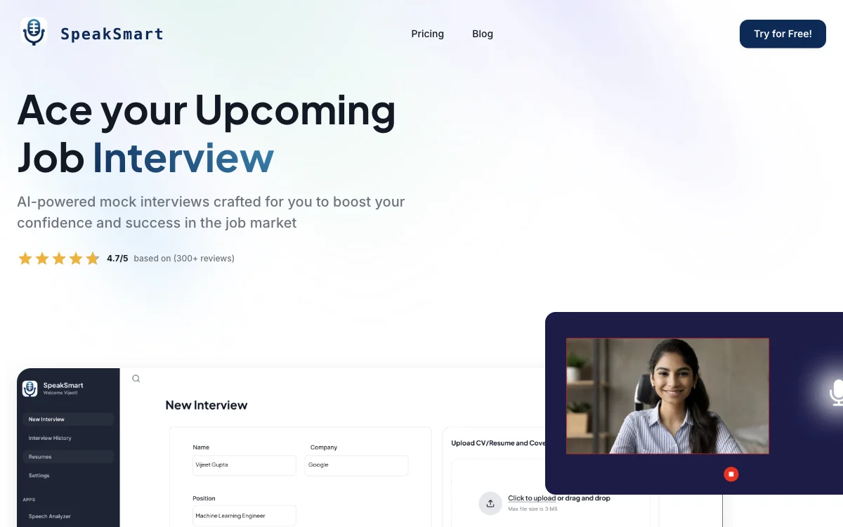 SpeakSmart: AI-Powered Mock Interviews for Job Interview Success