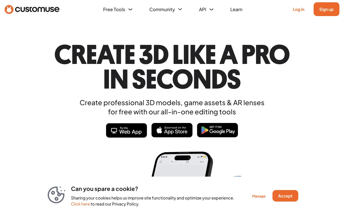 Customuse: Free 3D Design for Games and Apps with AI Magic