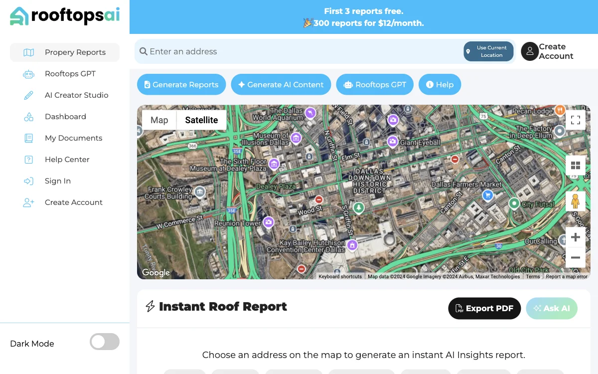 Instant Roofing Reports and Property Data with Rooftops AI