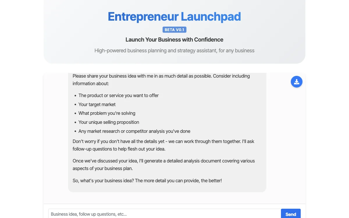 Entrepreneur Launchpad：AI驱动的商业战略助手，助力创业之路