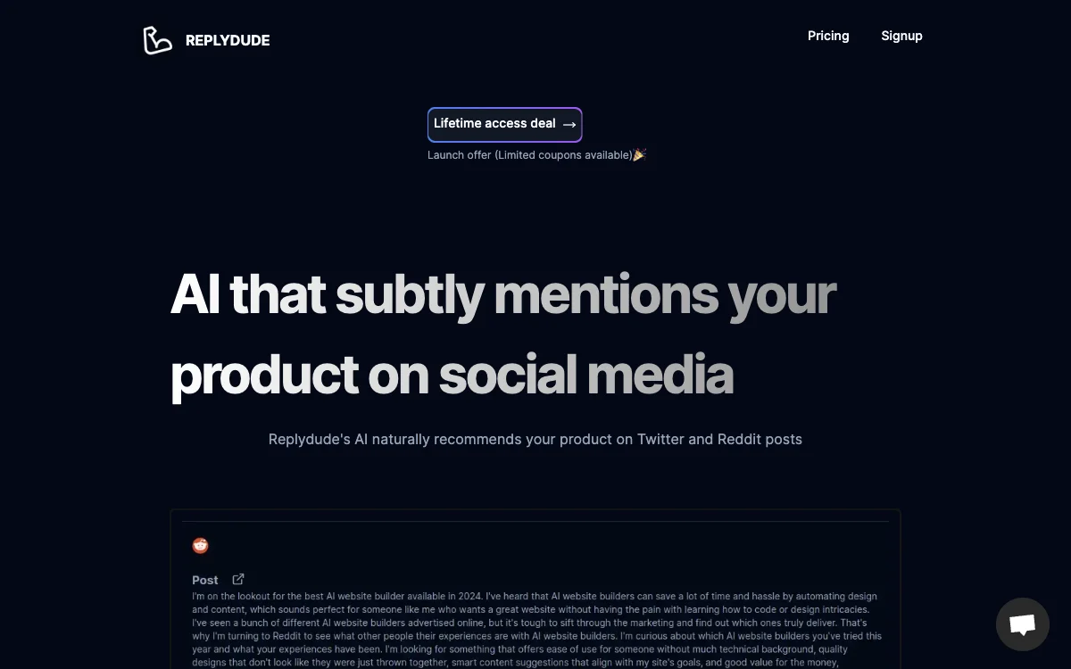 Replydude: AI for Subtle Product Promotion on Social Media