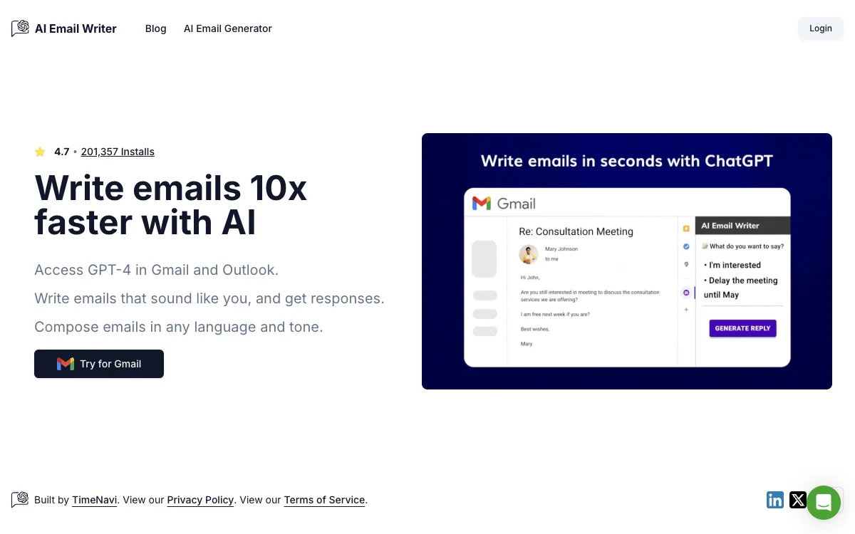 AI Email Writer：借助AI实现邮件10倍速撰写