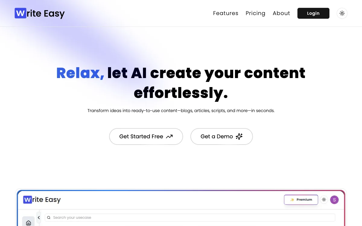 Writeasy - Effortless AI-Powered Content Creation