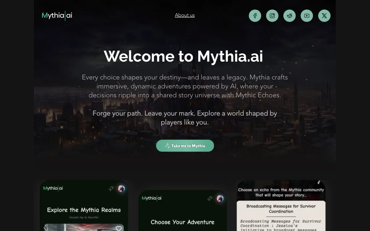 Mythia.ai - Aventuras Dinâmicas e Imersivas com IA