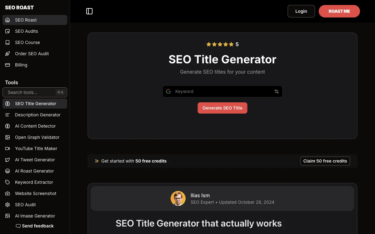 SEO Title Generator - ROAST TOOLS: توليد عناوين محسّنة بسهولة