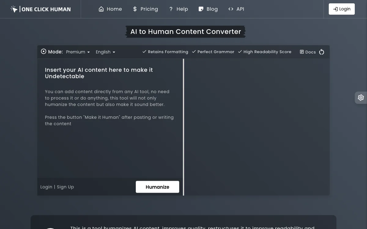 Free AI to Human Content Converter - OneClickHuman: Humanize AI Content with Ease