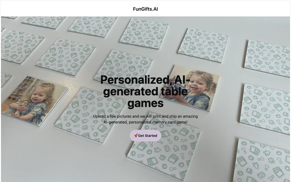 FunGifts.AI - لعبة الذاكرة الشخصية المخصصة باستخدام الذكاء الاصطناعي