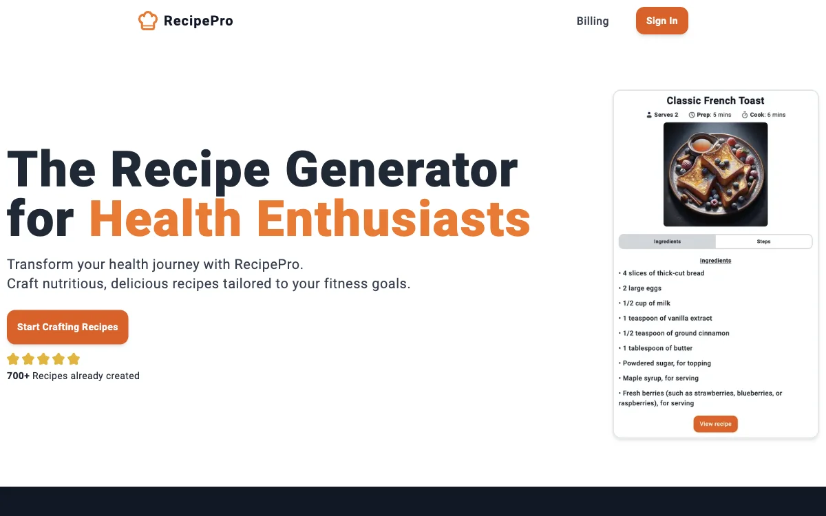 RecipePro: المولد الذكي الأفضل للوصفات الغذائية