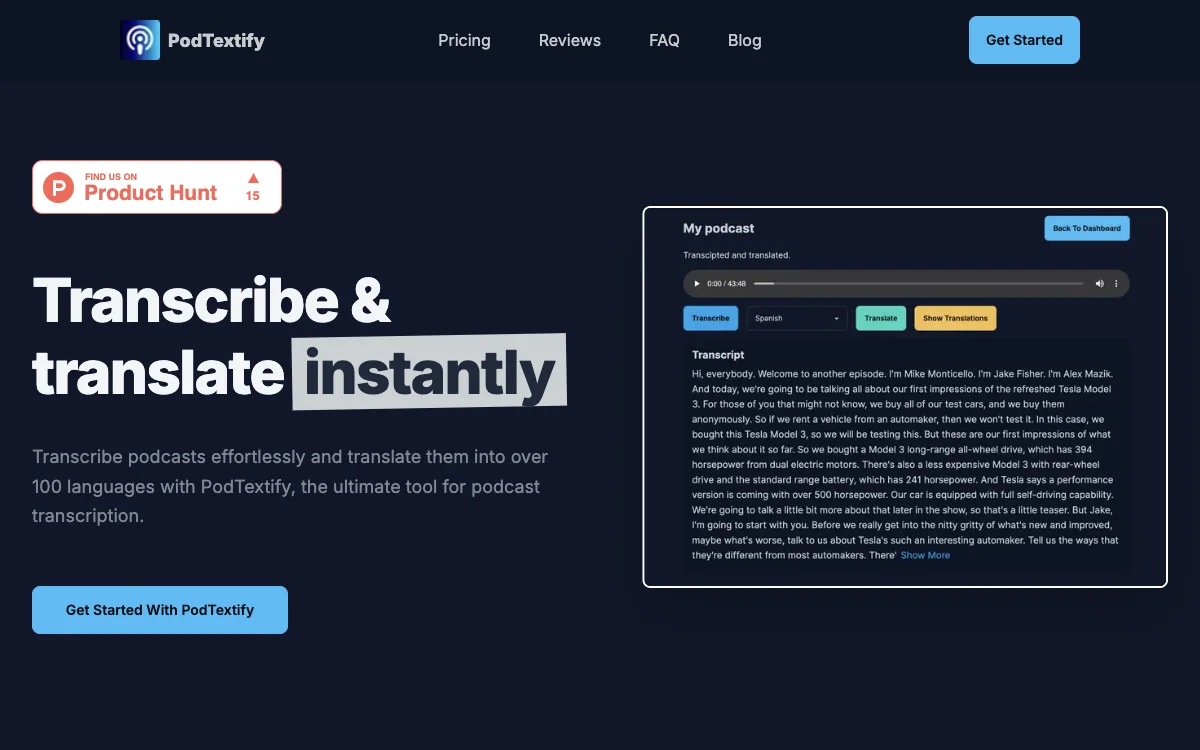 PodTextify: Transform Your Podcasts with Transcription & Translation