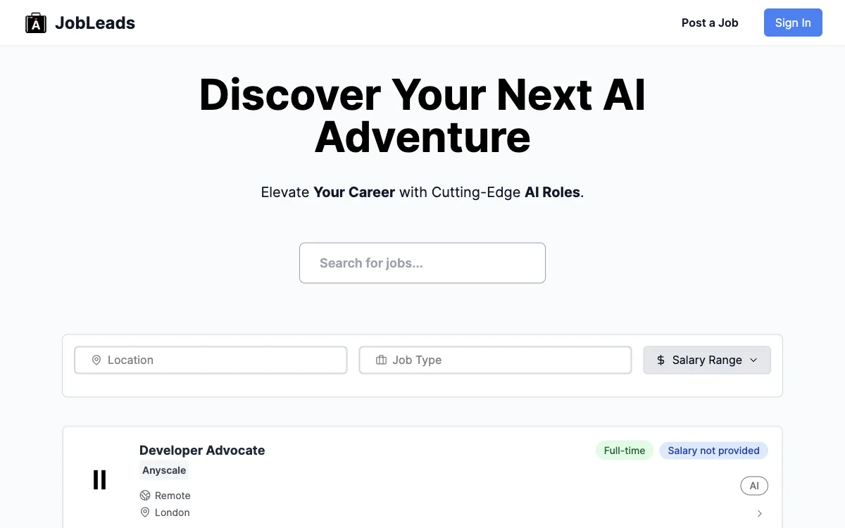 AIJobLeads: الوصول إلى فرص العمل في مجال الذكاء الاصطناعي