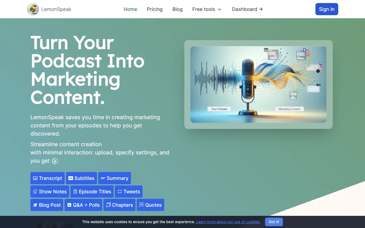 LemonSpeak: التسهيل في إنشاء محتوى تسويقي للبودكاست، تحفظ وقتك