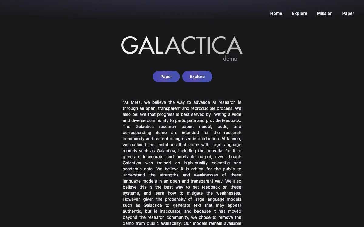 Galactica：开放透明的 AI 研究助力者