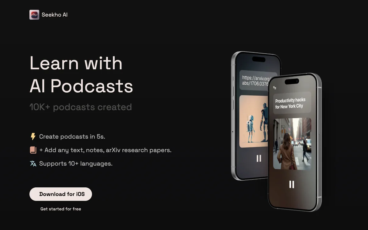 Seekho AI: إنشاء البودكاست بسهولة ودعم متعدد اللغات