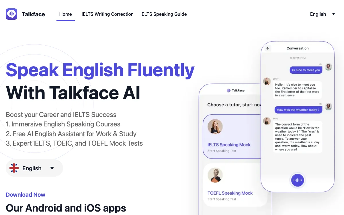 Talkface - 助力英语流利说与雅思成功的 AI 应用