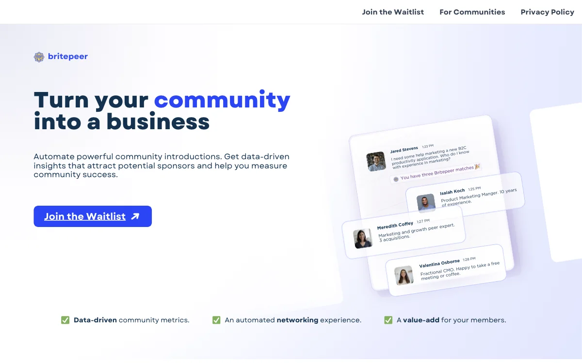 Britepeer: AI-Powered Community Management for Success