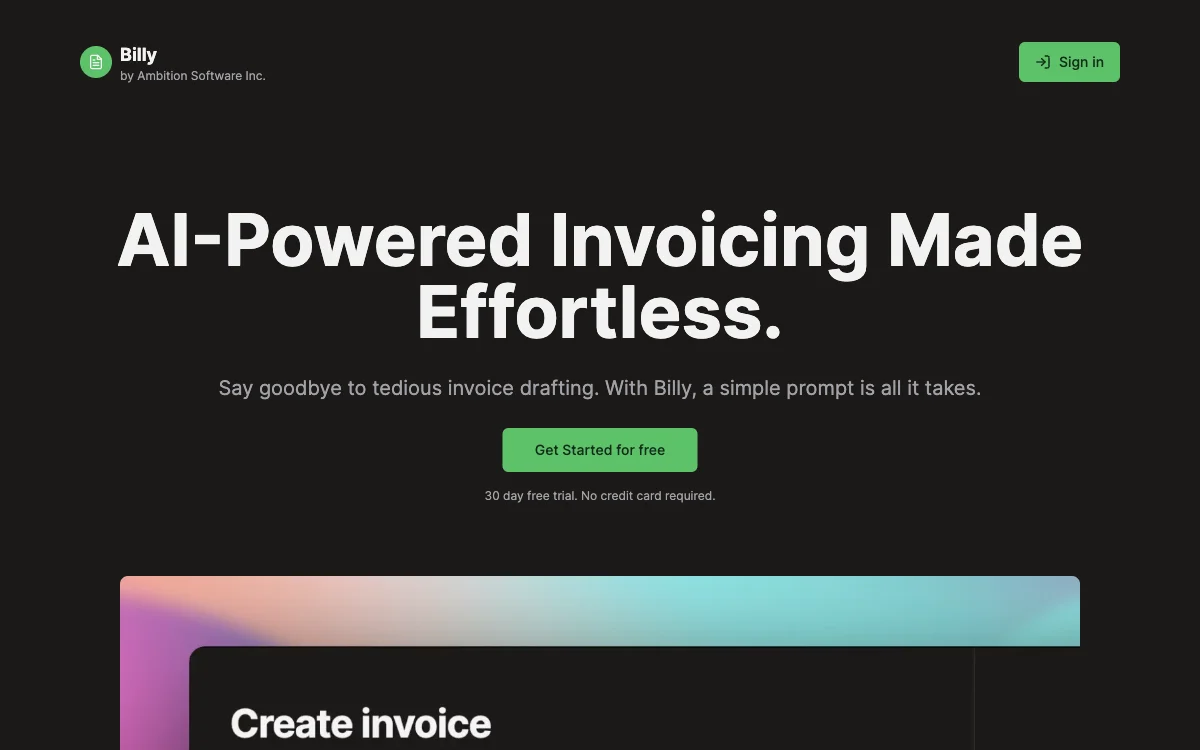 Billy: Effortless AI-Powered Invoicing