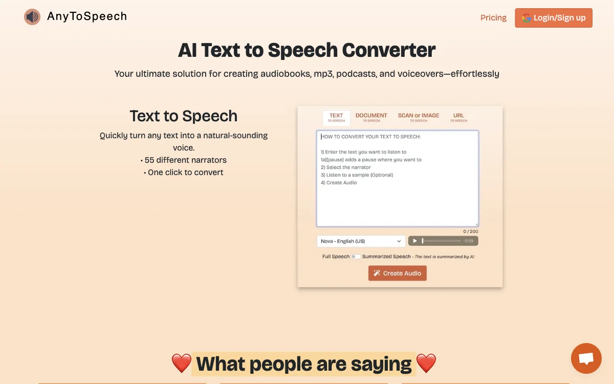 AnyToSpeech: Effortless AI Text to Speech Conversion with Realistic Voices