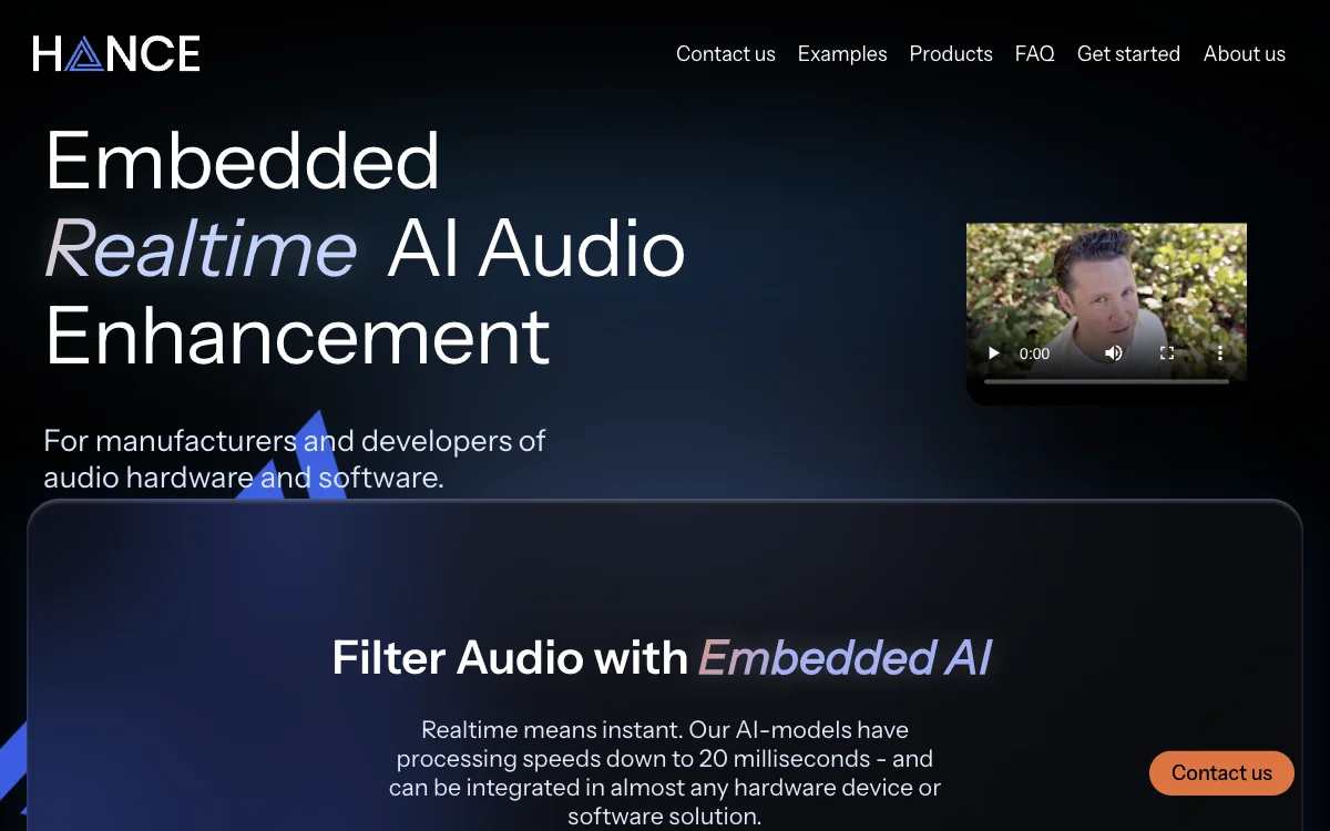 Hance.ai: Instant Audio Enhancement with AI for Manufacturers and Developers