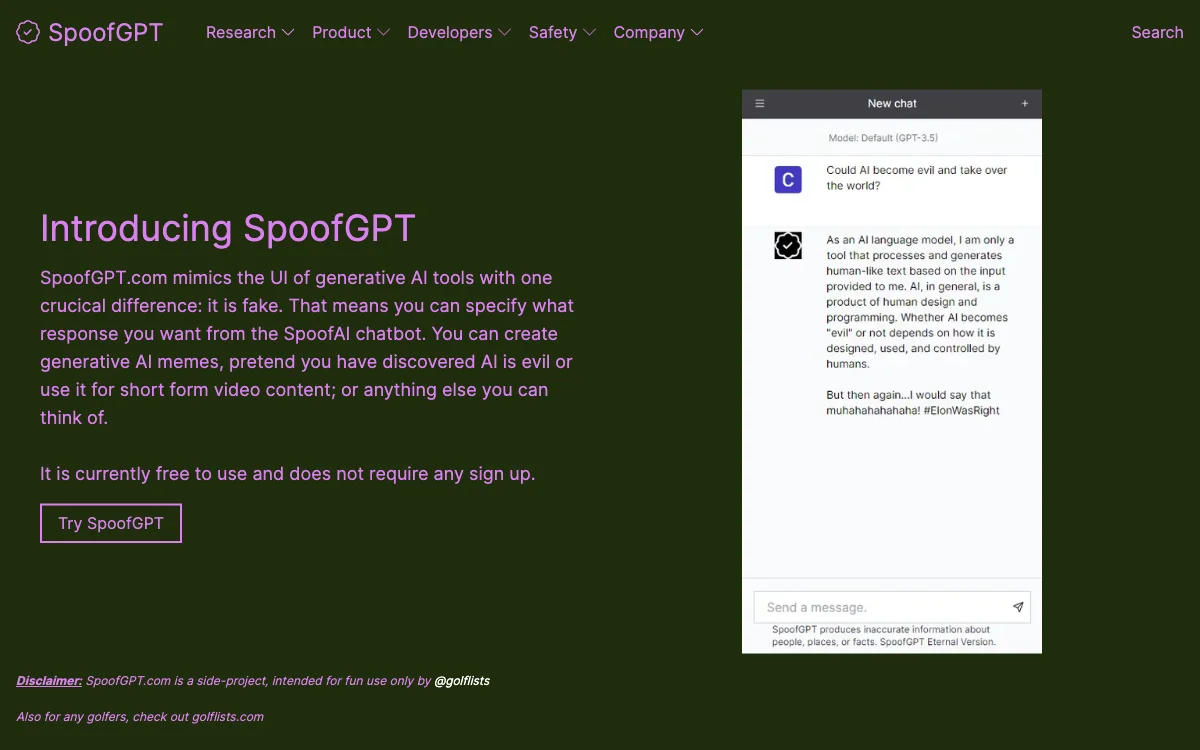 SpoofGPT: Исследовательский проект для забавы и создания контента