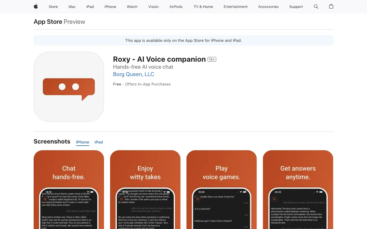 Roxy - AI Voice companion：便捷免提，趣味语音交互新体验