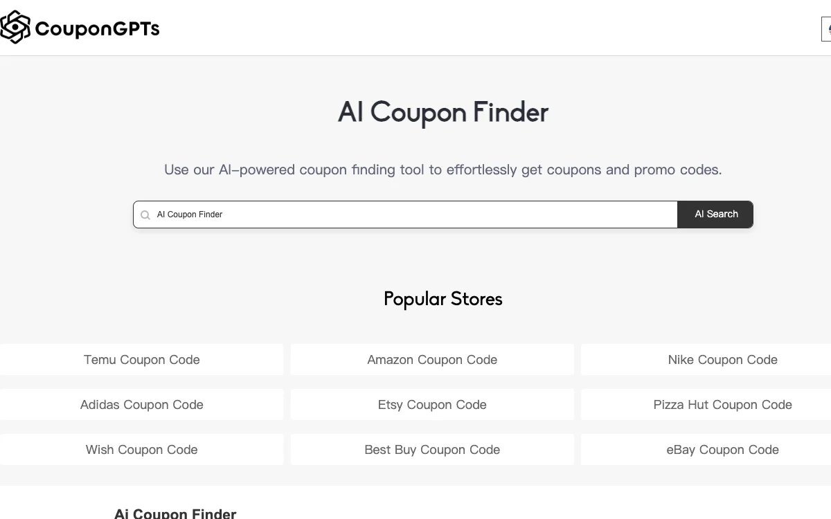 AI 优惠券查找器助您轻松省钱 - CouponGPTs